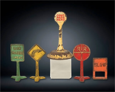 1920's - 1930's Cast Iron Toy Street Signs