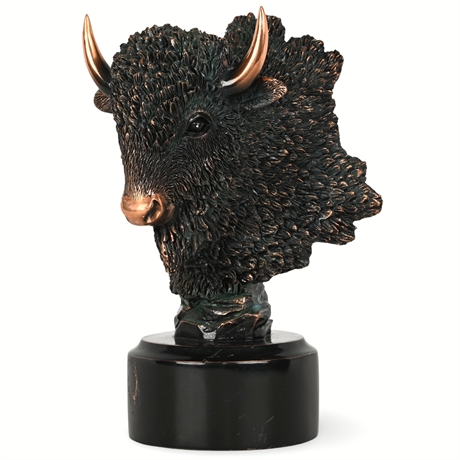 9" Cast Resin Copper-Look Buffalo Bust