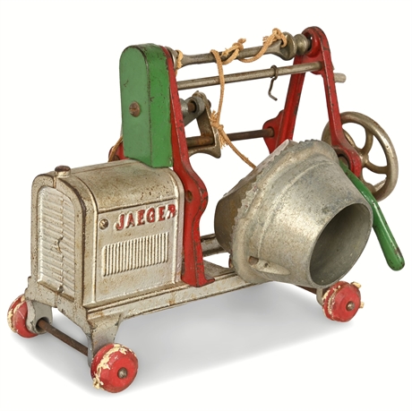Kenton “Jaeger” Cast Iron Toy Concrete Mixer — 1930s American Industrial Classic