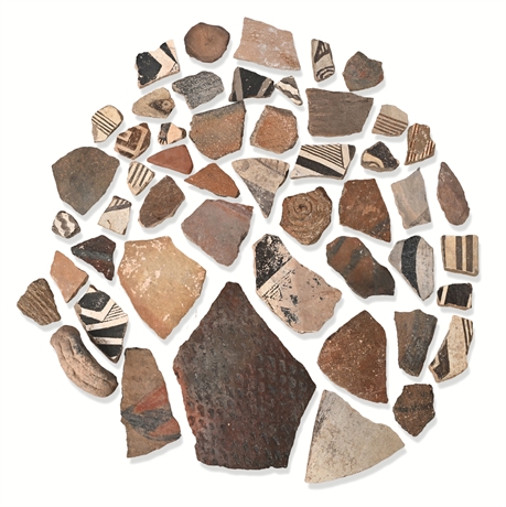 50 Piece Lot of Native American Pottery Sherds – New Mexico, Found 1950s