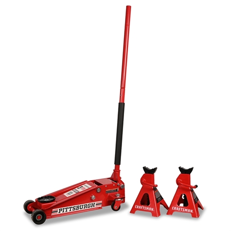 Craftsman 3 Ton Jack Stands and 3 Ton Heavy Duty Rapid Pump Jack by Pittsburgh