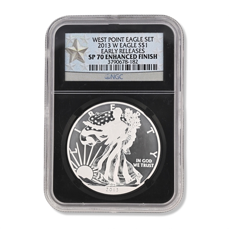 2013-W Enhanced Finish Silver Eagle S$1 — West Point Set, NGC SP70 Early