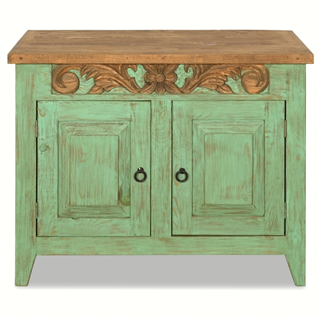 Rustic Two-Door Carved Chest