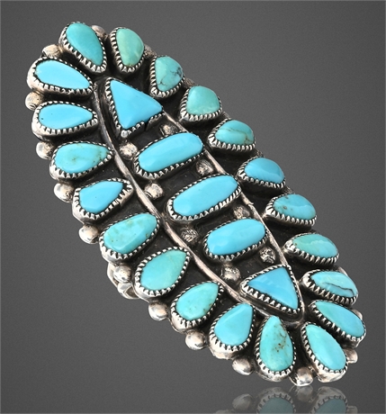 Navajo Sterling Silver & Turquoise Cluster Ring, Signed BTC Nav