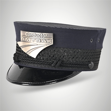 Amtrak Conductor Hat w/ Badge — Official Uniform Cap, Size 7 1/8
