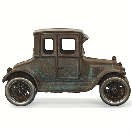 A.C. Williams–Style Cast Iron Coupe Toy, c.1920s, 6-Inch Nickel Wheel Model