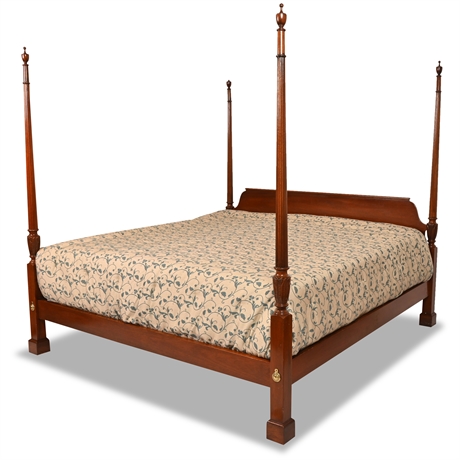 Baker Mahogany Rice Carved Poster Bed