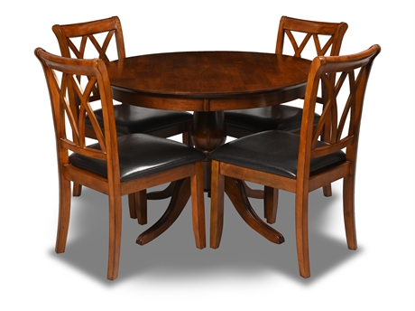 Pedestal Dining Table & 4 Chairs