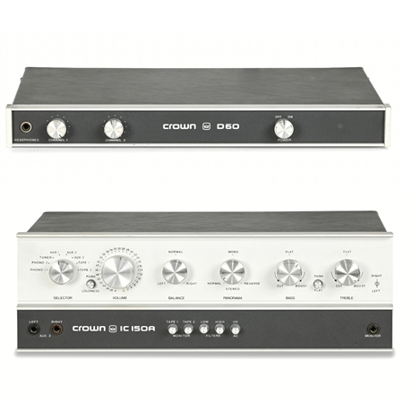 Crown D60 Stereo Power Amp & Crown IC 150A Integrated Preamplifier