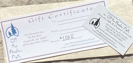 $100 Gift Certificate, Off the Beaten Path, Cloudcroft, NM