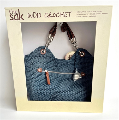 THE SAK CROCHET NAVY HANDBAG