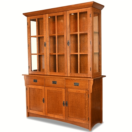 Mission-Style Oak Buffet and Hutch by European Wood Classics