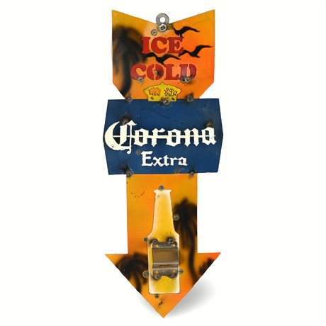 Corona Extra Wall Bottle Opener – Handcrafted Metal, 24”