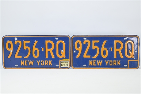 1970 Matching New York License Plates