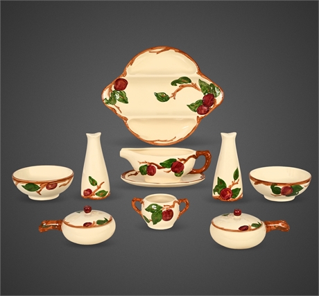 Franciscan Apple Pattern 9‑pc Set — Made in California, Excellent