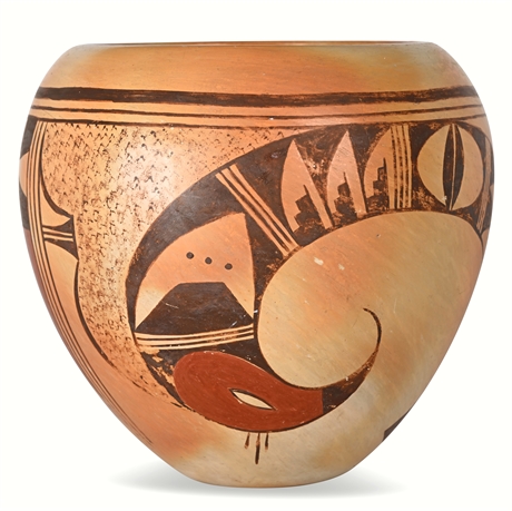Signed Hopi Sikyatki Revival Polychrome Jar — 6.5" x 7" Hand-Coiled Pottery