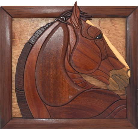 Artisan Wood Intarsia Horse Wall Art by Wayne Smith, 2013