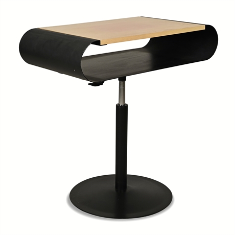 Hostaform Adjustable-Height Swivel Side Table, Curved Steel & Beech