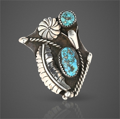 Vintage Navajo Sterling Silver Ring with Ithaca Peak Turquoise