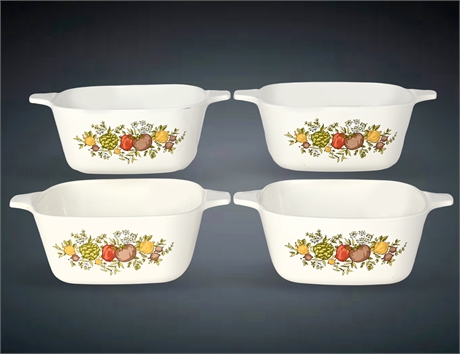 (4) Corning Ware "Spice of Life" Petite Baker with Casserole Dish Set