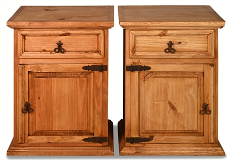 Pair Rustic Solid Wood Chests