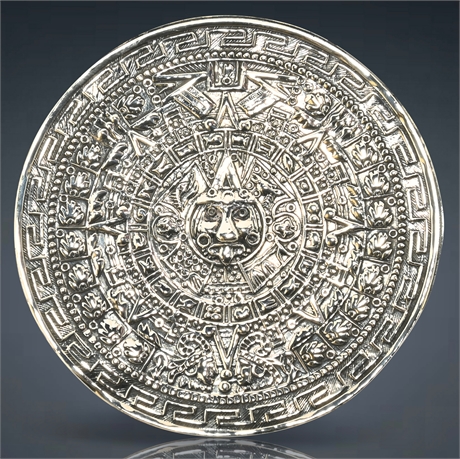Vintage Sterling Silver Taxco Mexican Mayan Calendar Brooch Pin Pendant
