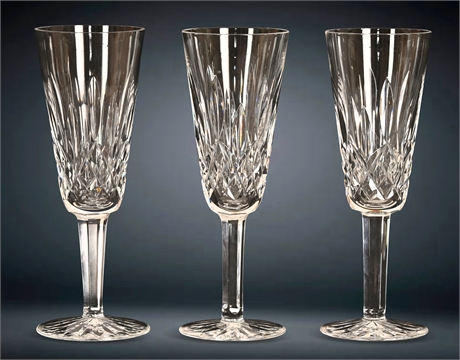 Set 3 Waterford "Lismore" Champagne Flutes