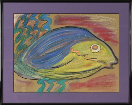 Sherry Gara Abstract Fish Pastel Framed