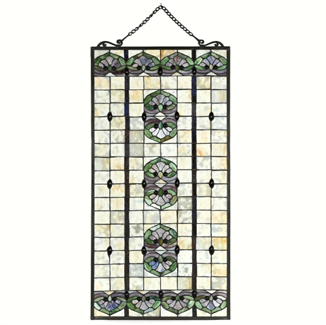 Art Nouveau-Inspired Stained Glass Hanging Panel