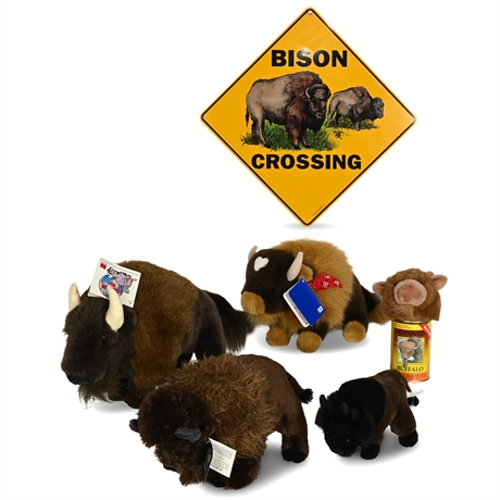 Bison-Themed Collectible Plush and Sign Set