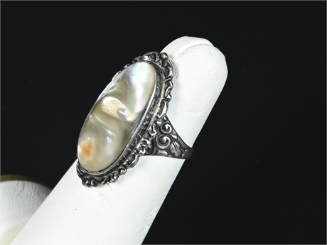 Antique Sterling Silver Pearl Ring
