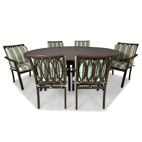 Plow & Hearth Aluminum 7-Piece Patio Dining Set – Oval Table & 6 Armchairs