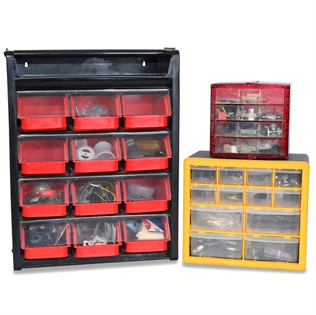 (3) Plastic Hardware Organizers