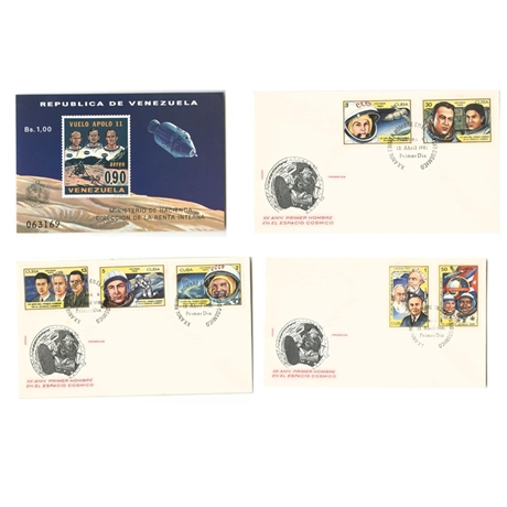Apollo 11 Venezuela Souvenir Sheet & 1981 Cuba Space First Day Covers, Lot of 4