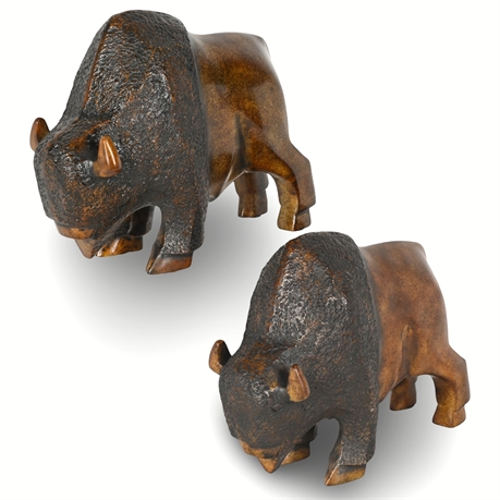 Austin Prod. American Buffalo Sculpture Pair – Distinctive Modernist Design