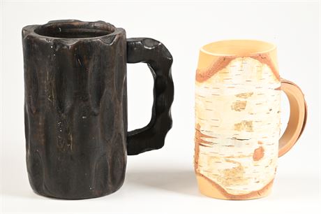 Carved Wood Mugs