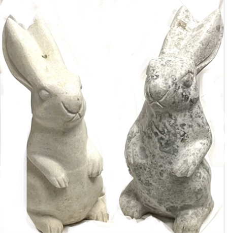 Set of Two LARGE Stone Rabbits