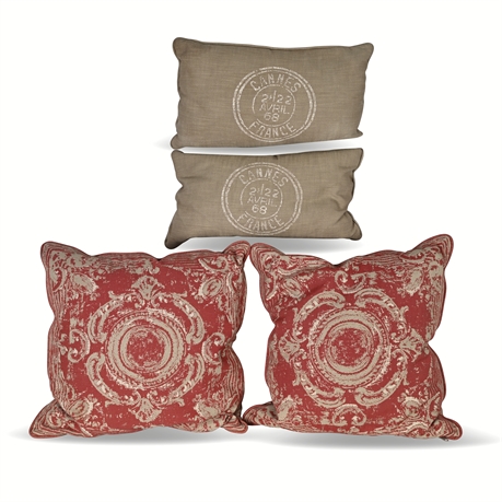 Restoration Hardware Set of 4 Decorative Pillows – Red & Beige
