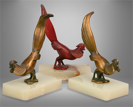 Mid-Century Bronze Pheasant Bookends