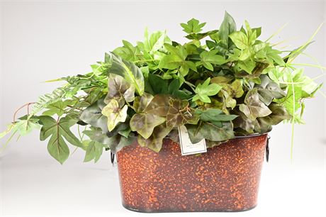 Faux Plant in Metal Planter