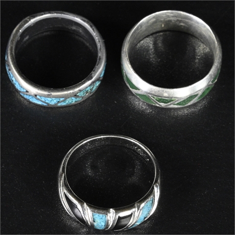 Crushed Turquoise & Jet Inlaid Ring