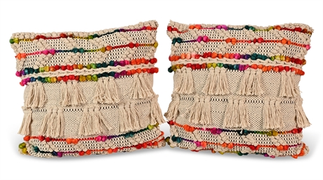 Vibrant Boho Chic Tassel Throw Pillows