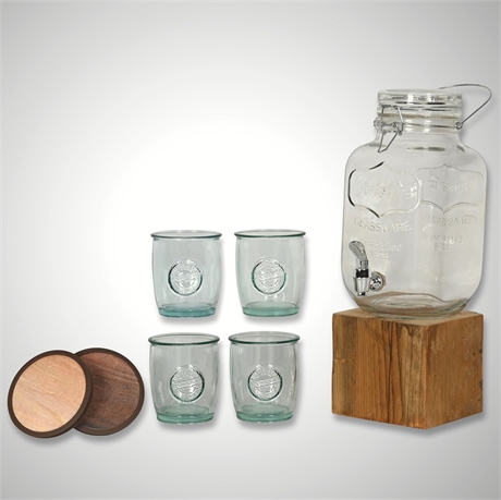 Yorkshire Glass Beverage Set with Tumblers & Base