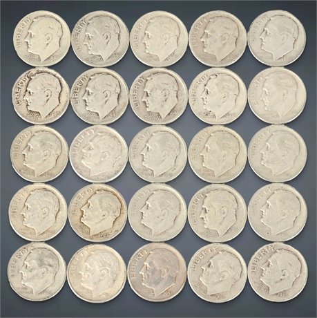 (25) Roosevelt Silver Dimes