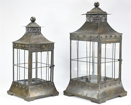 Pair Caged Lanterns