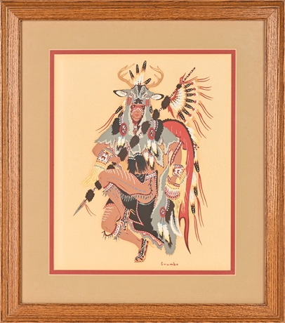 Woody Crumbo Serigraph “Deer Dancer” — Original Screenprint (1952)