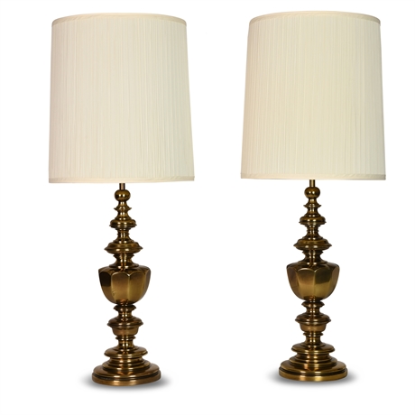 Pair Stiffel Mid-Century Brass Lamps