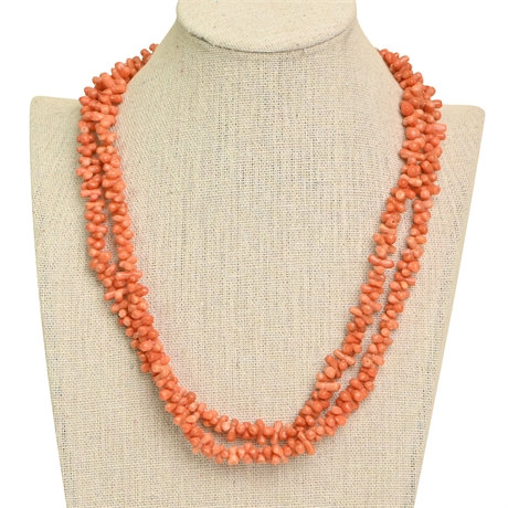 Natural Vintage Peach Coral Necklace