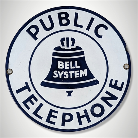 Ande Rooney Bell System Public Telephone Steel Sign 7"
