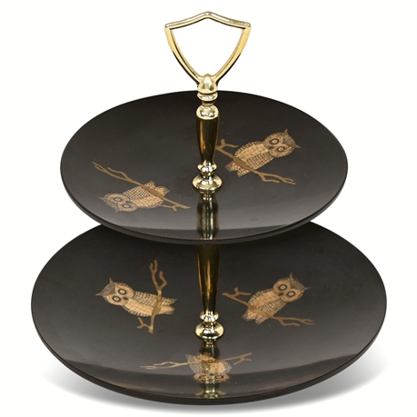 Couroc "Owl" Two Tiered Tray